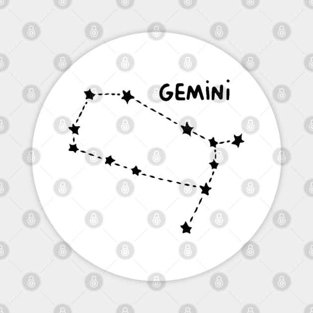 Zodiac Sign - Gemini Black Magnet by Uwaki